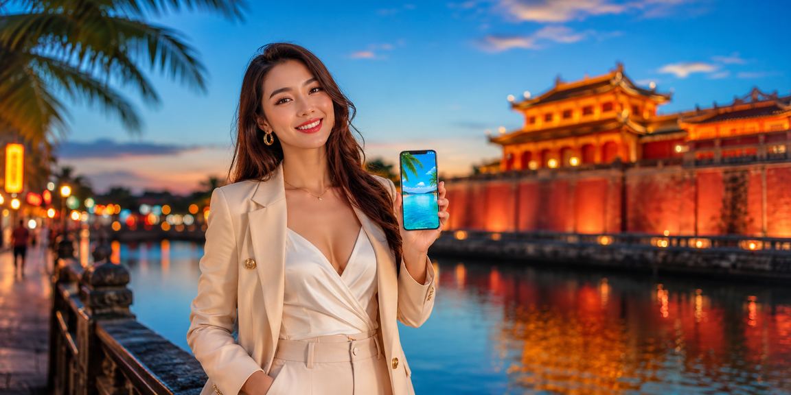 Người dùng sử dụng điện thoại nhận khuyến mãi tại Huế